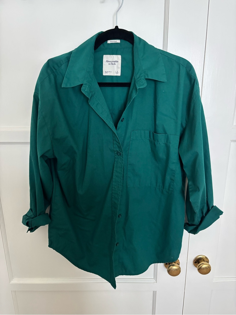 Abercrombie & Fitch Oversized Emerald Green Button Down Shirt Size S